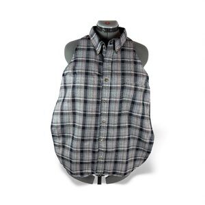 Bib for Adult |Handcrafted‎ Dignity Cover | Plaid Button-Up Style | 19” x 22”